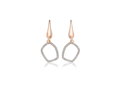 Rose Gold Plated CZ Studded Dangler Earring